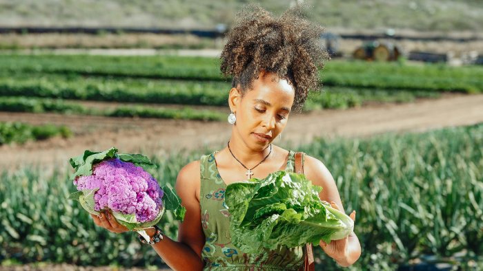 Woman holding produce