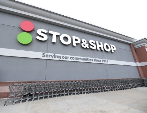 Stop & Shop sign on supermarket facade